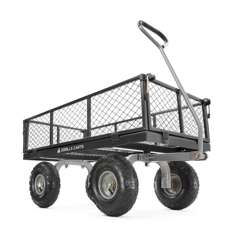 Gorilla Carts Steel Utility Cart Garden Beach Wagon, 800 Pound Capacity, Gray - 46