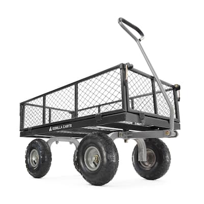 Gorilla Carts Steel Utility Cart Garden Beach Wagon, 800 Pound Capacity, Gray - 46