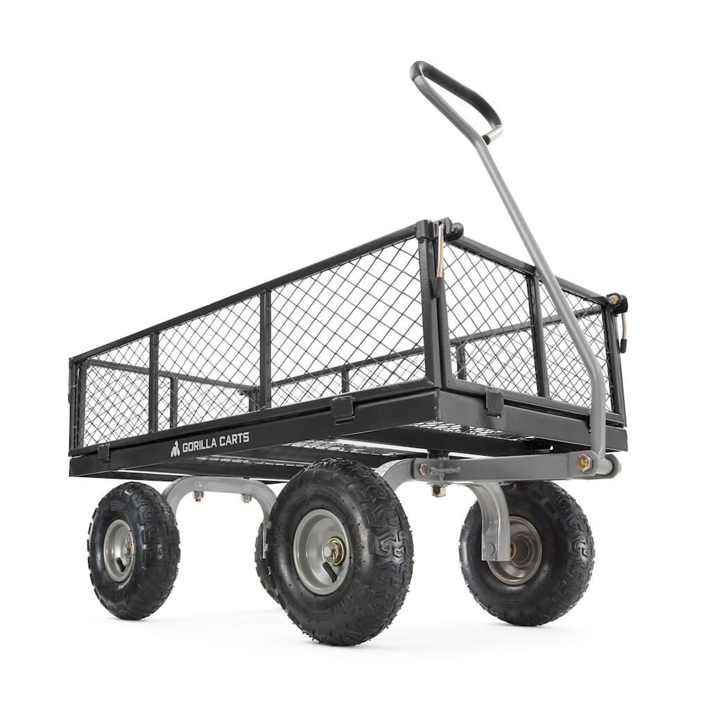 Gorilla Carts Steel Utility Cart Garden Beach Wagon, 800 Pound Capacity, Gray - 46