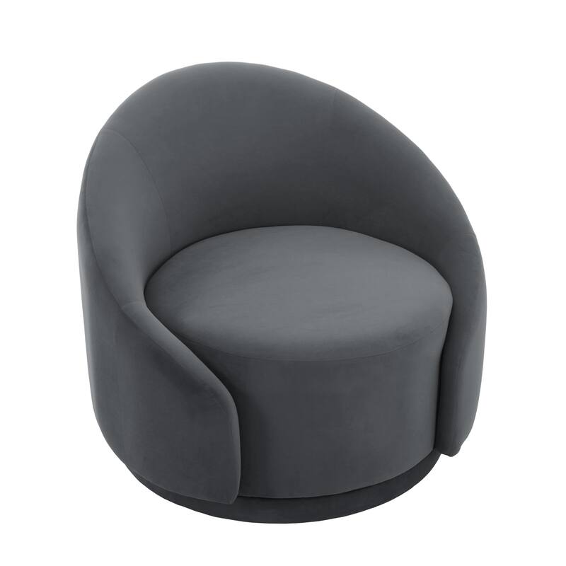 34" Wide 2 Set Velvet/ Boucle Barrel Swivel Chair