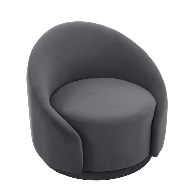 35" Wide Velvet/ Boucle Swivel Barrel Accent Chair