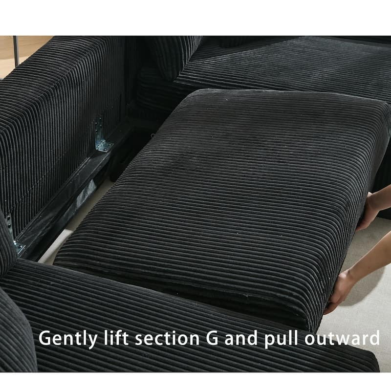 114" Convertible Sleeper Sofa,Oversized U Shaped Sectional Couch