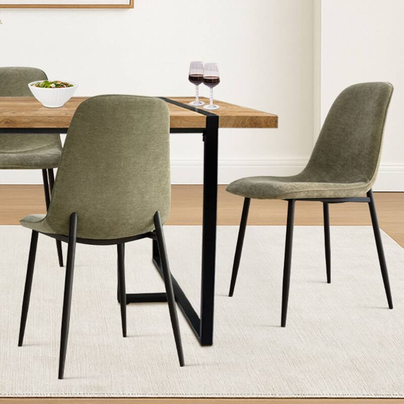 Rectangular Dining Table Set for 4 with Upholstered Chairs