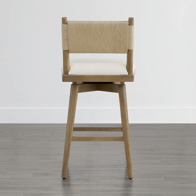 Gloria Upholstered Swivel Braid Barstool with Wood Frame Set of 2