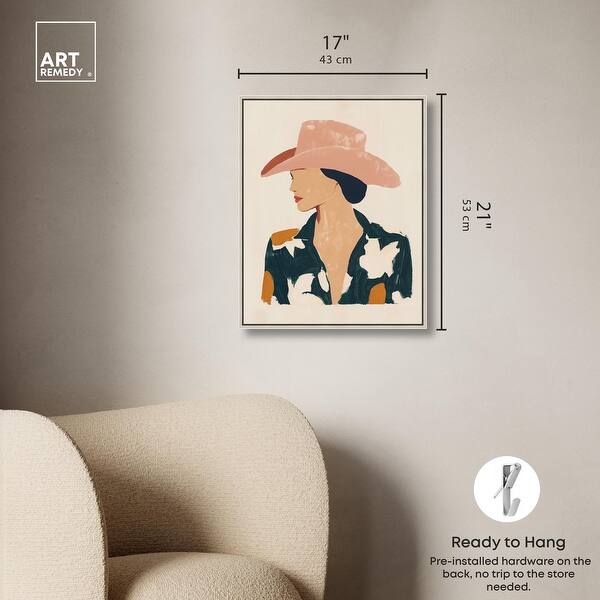 dimension image slide 15 of 20, Woman in the Pink Hat Canvas by Art Remedy