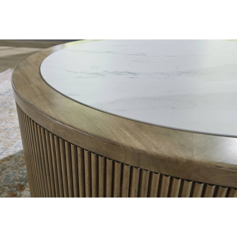 Signature Design by Ashley Camdill Light Brown/White Coffee Table - 42" W x 42" D x 17.5" H