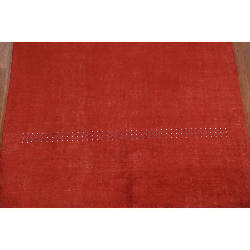 Hand Knotted Oriental 100% Wool Carpet Tribal Animal Pictorial Oranges & Rust Gabbeh Area Rug - 7' 7'' X 5' 3''