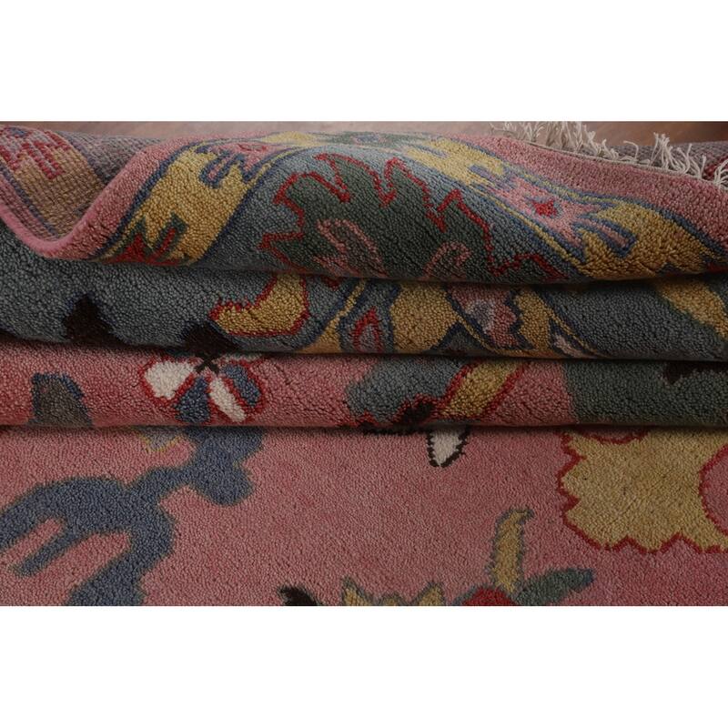 Pink Oushak Indian Area Rug Handmade Wool Carpet - 9'0"x 11'10"