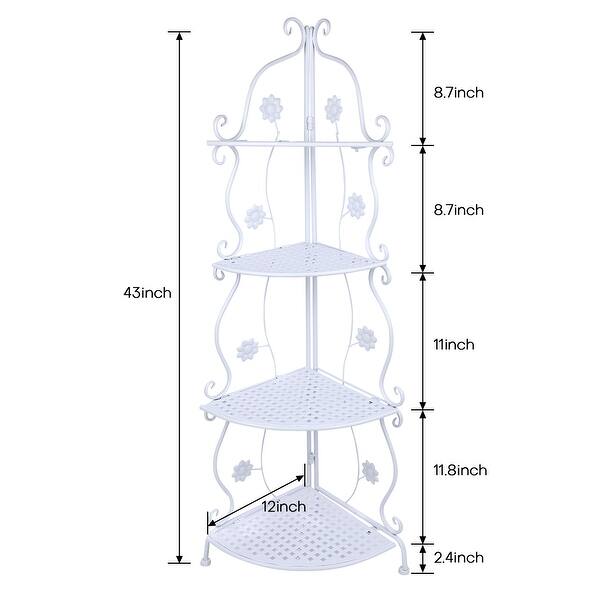 Image showcasing Folding Metal Corner Shelf Display Organizer Rack for Kitchen Bathroom ...