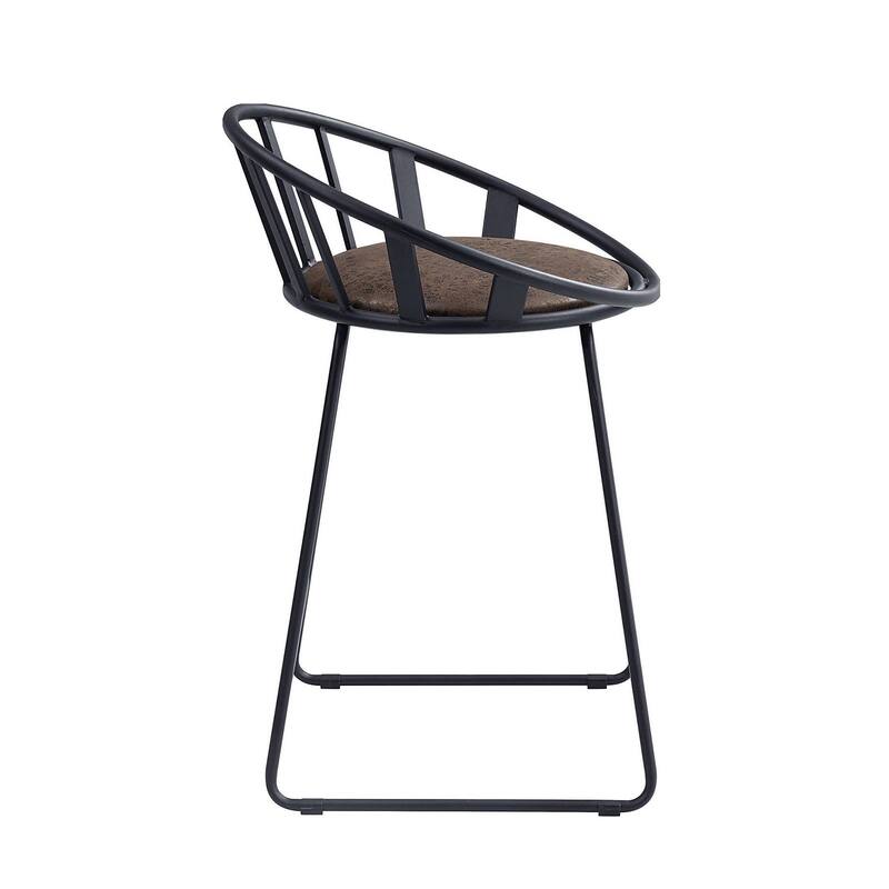 Set of 2 Upholstered Counter Height Chair in Black