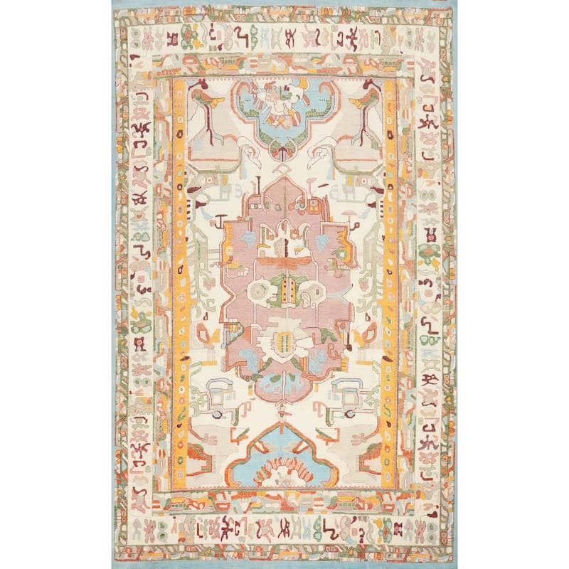 Hand Knotted Oriental 100% Wool Carpet Transitional Medallion Beige & Ivories Oushak Area Rug - 17' 5'' X 12' 0''