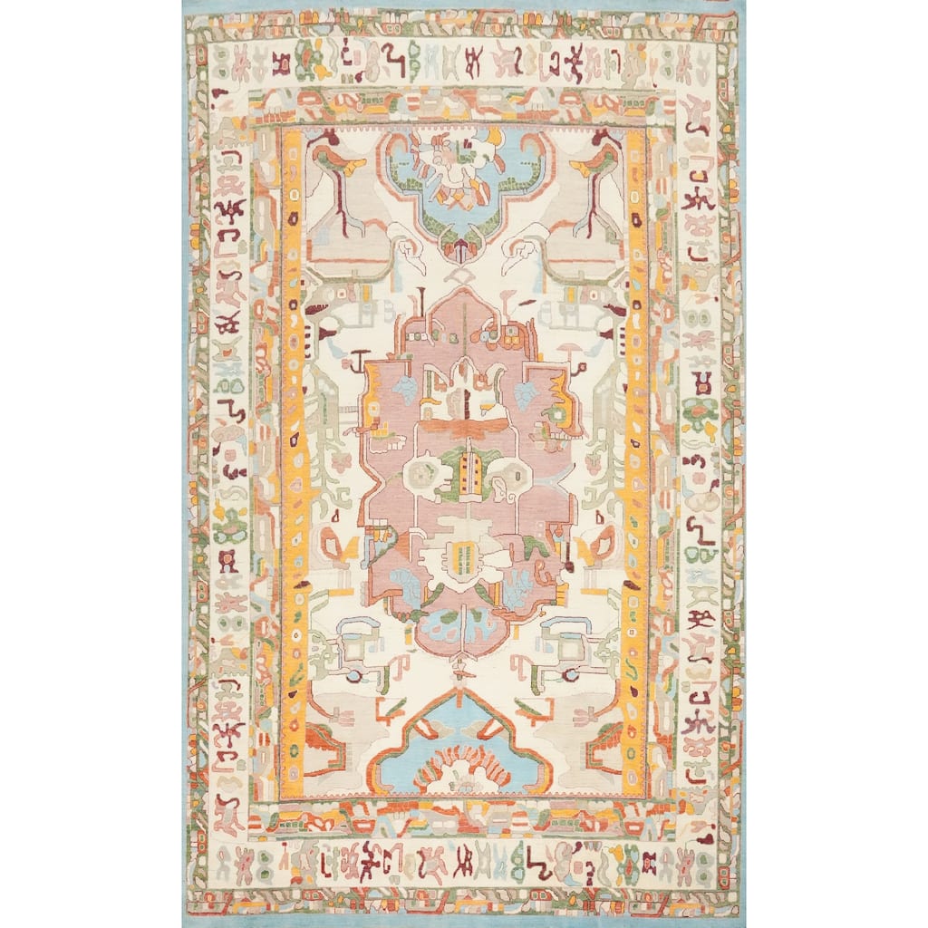 Hand Knotted Oriental 100% Wool Carpet Transitional Medallion Beige & Ivories Oushak Area Rug - 17' 5'' X 12' 0''