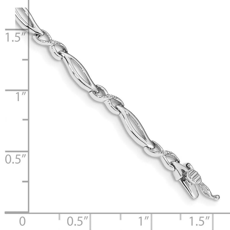 Curata 14k White Gold Diamond 7.5inch Link Bracelet