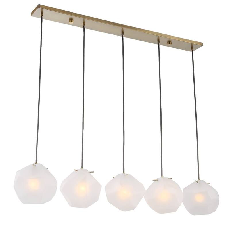 5 Light Geometric Linear Ceiling Pendant - 47" - Brass