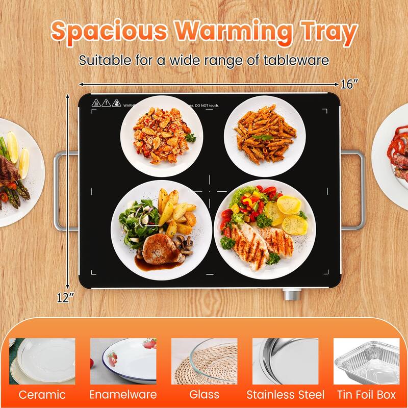 Electric Warming Tray Food Warmer with Adjustable Temperature Control - Multi