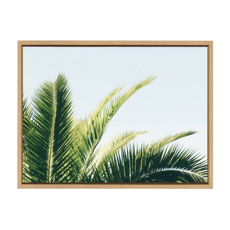Kate and Laurel Sylvie Palm Blue Sky Framed Canvas by Amy Peterson - 18x24 - Plastic - Brown