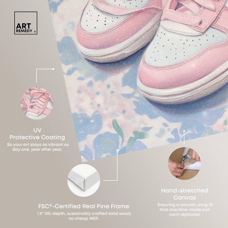 Gentle Ribbon Sneakers Canvas by Art Remedy, Gallery Wrapped