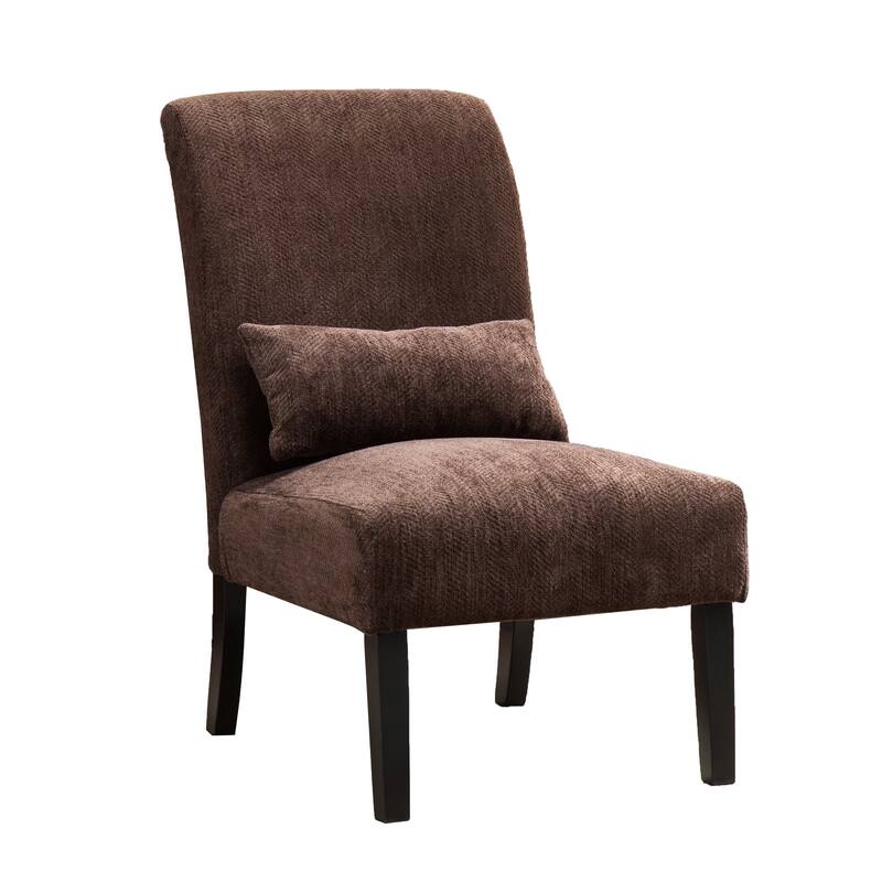 Contemporary Chenille Fabric Armless Accent Chair with Pillow, for Living Room