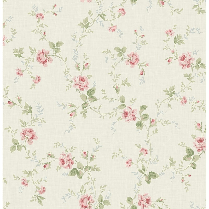 Seabrook Designs Brant Rose Vines Unpasted Wallpaper
