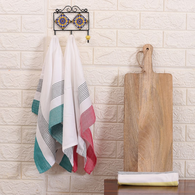 Novica Handmade Stripes Of Elegance Cotton Dish Towels (Set Of 3)