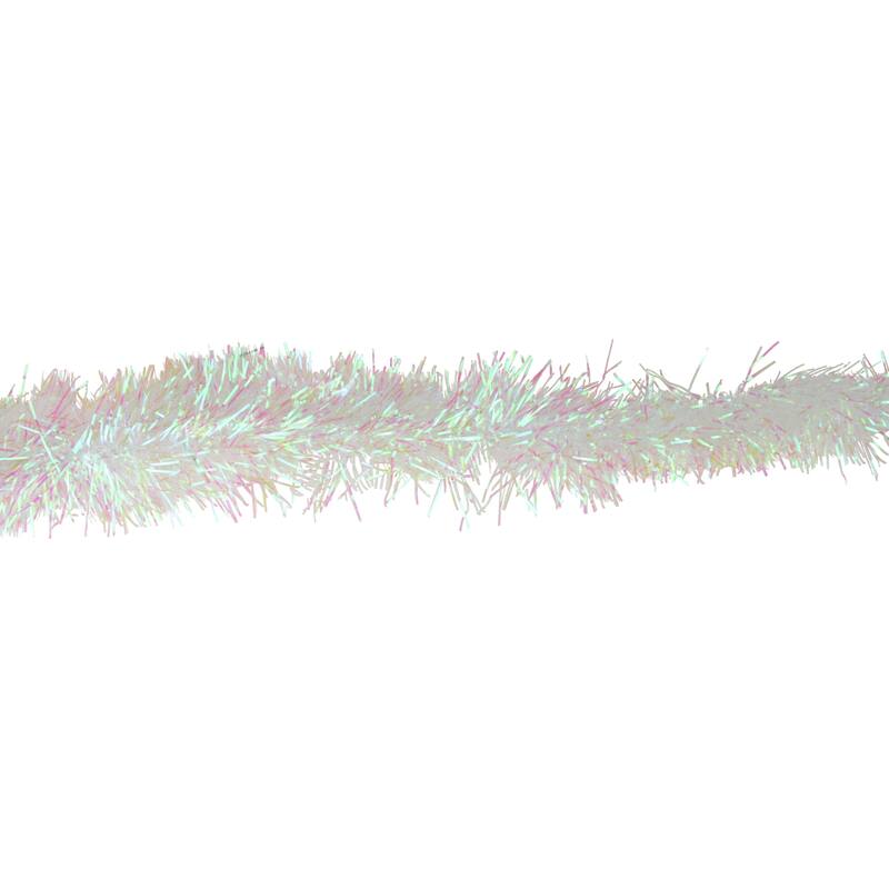 Iridescent Tinsel Commercial Christmas Garland 50' x 4" White Unlit