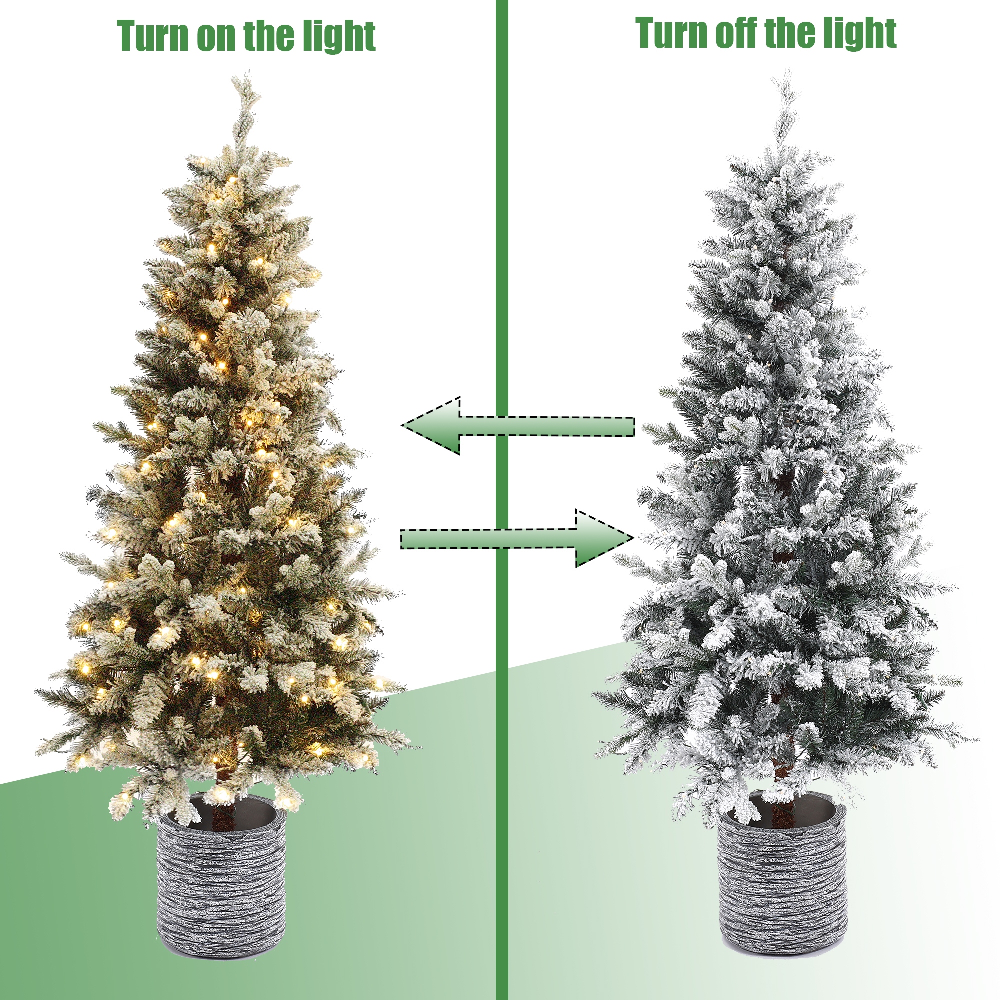 5.6Ft Pre-Lit LED Artificial Slim Fir Christmas Tree with Pot - 66.93" H x 27.56" Diameter