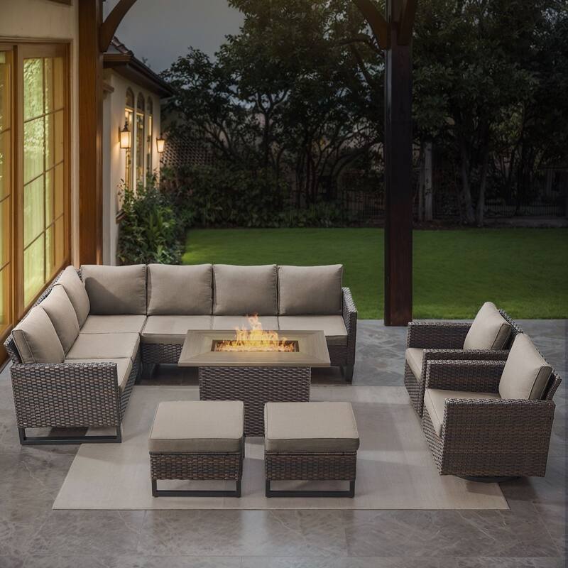 Gymojoy L-Shaped Outdoor Corner Sectional Sofa 6-seats Couch Conversation Set