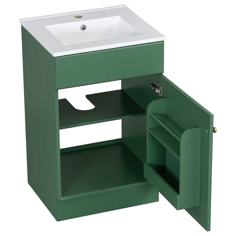 Bathroom Vanity with Sink, Vanity Set with Adjustable Shelf, Bathroom Cabinet with Storage Rack and Soft Closing Door