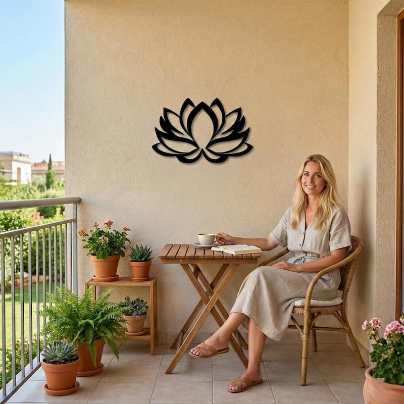 Lotus Flower Metal Wall Decor for Home and Outside - Wall-Mounted Geometric Wall Art Decor
