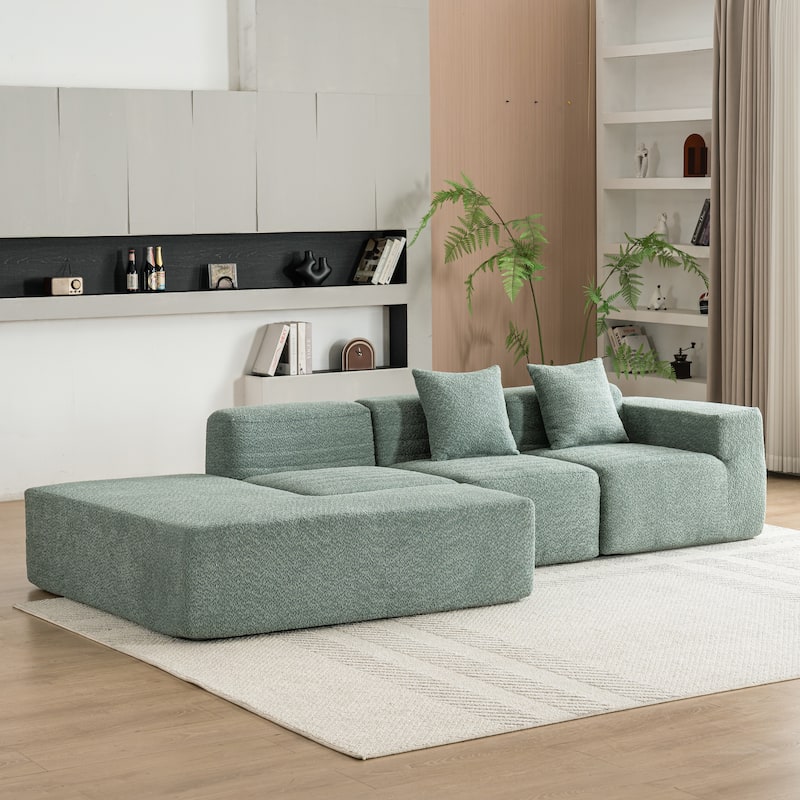 116.5" Polyester 4-Seater Sectional Sofa with Back Pillows