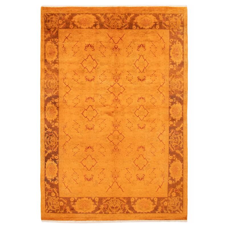 ECARPETGALLERY Hand-knotted Vibrance Light Orange Wool Rug - 6'2 x 9'1 - Light Orange - 6'2 x 9'1