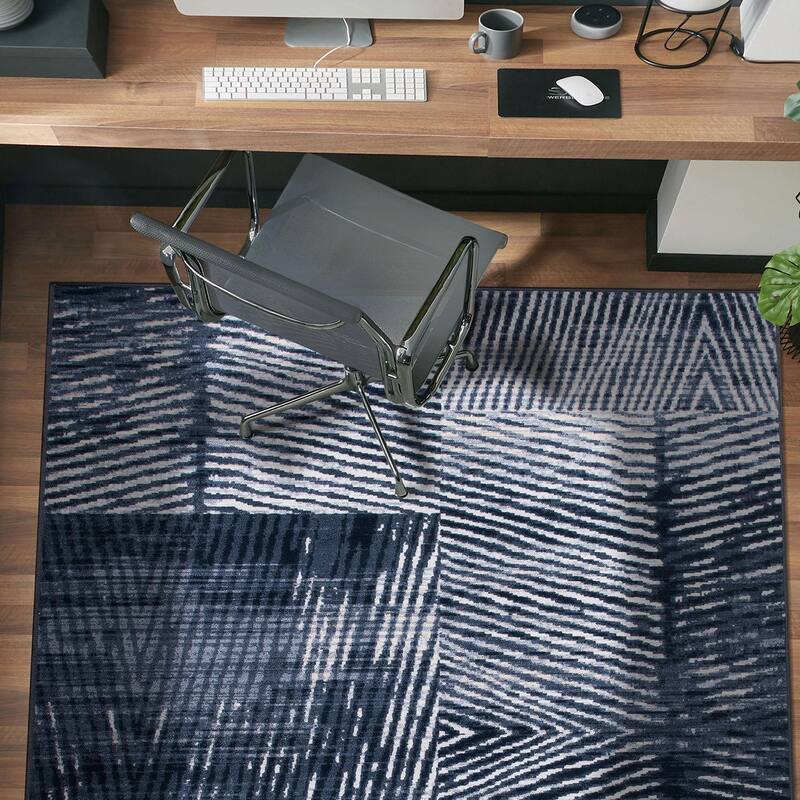 Geometric Stripe Distressed Non Slip Area Rug
