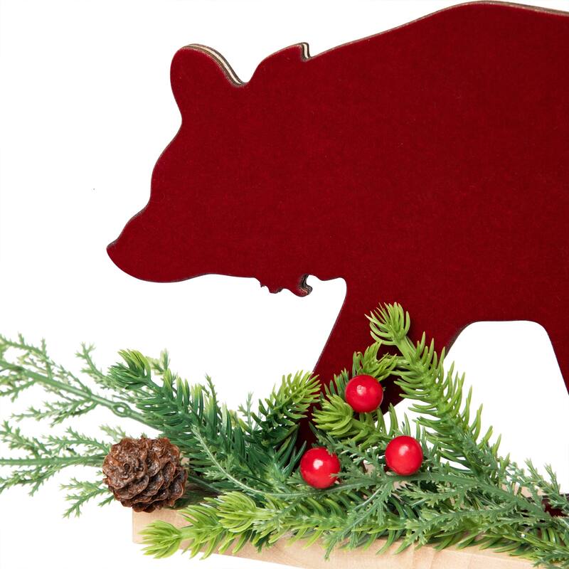 Bear and Jingle Bell Christmas Decoration - 10.25" - Red and Green