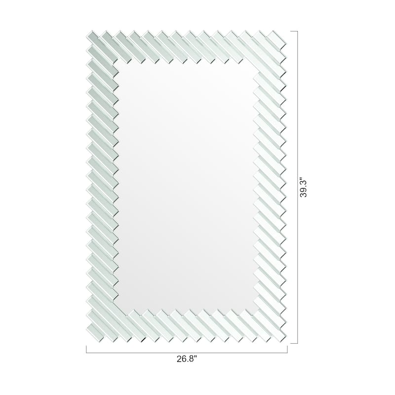40" Modern Silver Glass Framed Rectangular Decorative Wall Bathroom Vanity Mirror