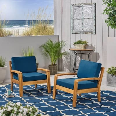 Stylish Outdoor Acacia Wood Club Chair with Water-Resistant Cushions