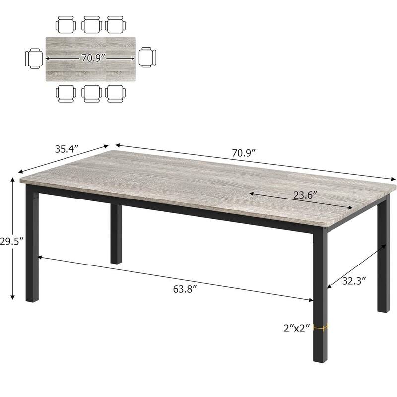 71 Inch Dining Table for Dining Room, Living Room - N/A