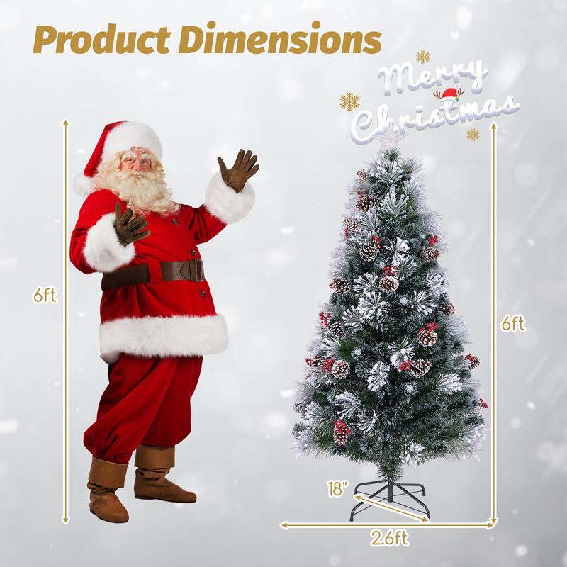 Gymax 5/6/7 FT Flocked Christmas Tree Artificial Xmas Tree