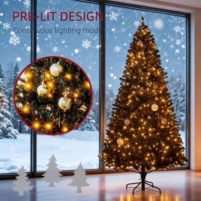 Pre-Lit Artificial Christmas Tree - Holiday Decor, Easy Assembly - Black