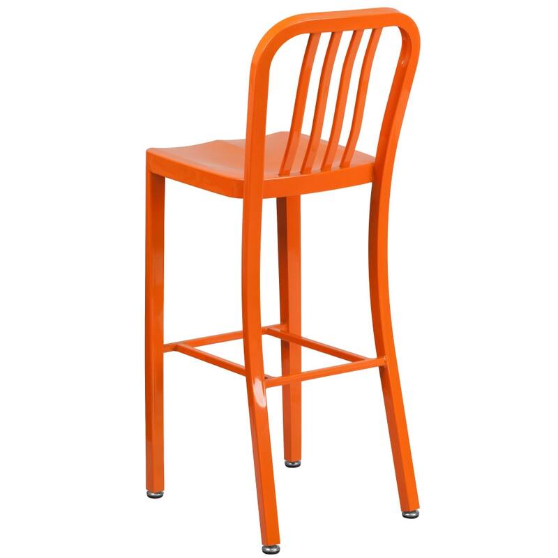 30'' High Metal Indoor-Outdoor Barstool with Vertical Slat Back