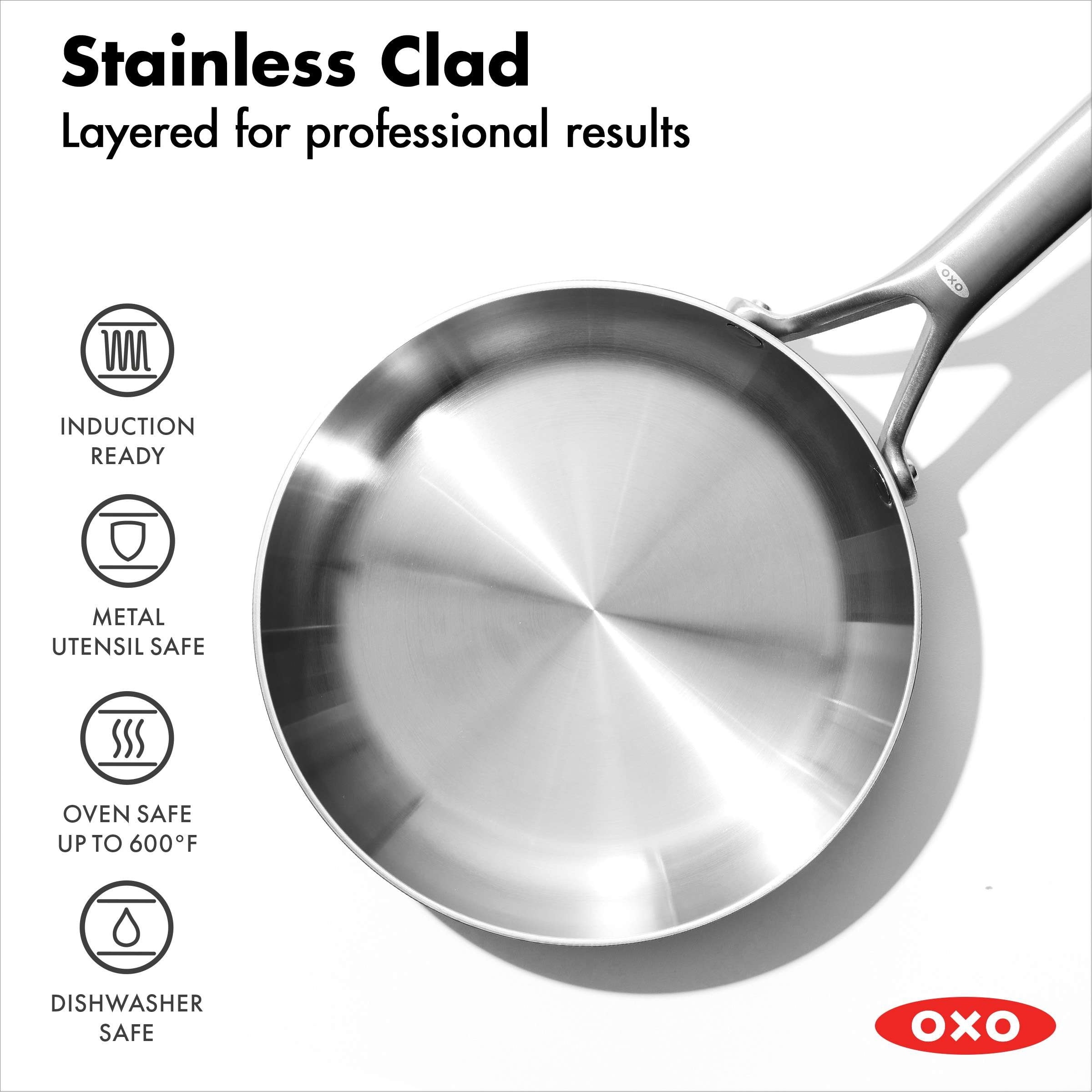 OXO Mira 3-Ply Stainless Steel Cookware Pots and Pans Set, 10-Piece - Bed  Bath & Beyond - 38077190