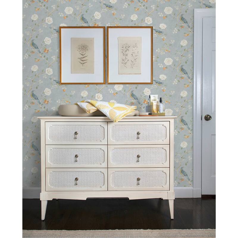 Erin Gates Wellesley Blue Heather Chinoiserie Wallpaper