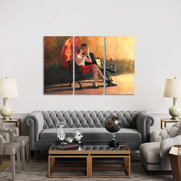 slide 3 of 3, iCanvas "Kiss In The Park II" by Christopher Clark 3-Piece Canvas Wall Art Set 40x60x0.75