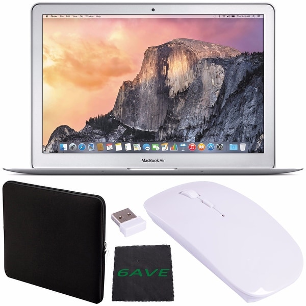 Apple 13.3" MacBook Air Laptop Computer 256GB #MMGG2LL/A + Padded Case For Macbook + Fibercloth + Optical Wireless Mouse Bundle