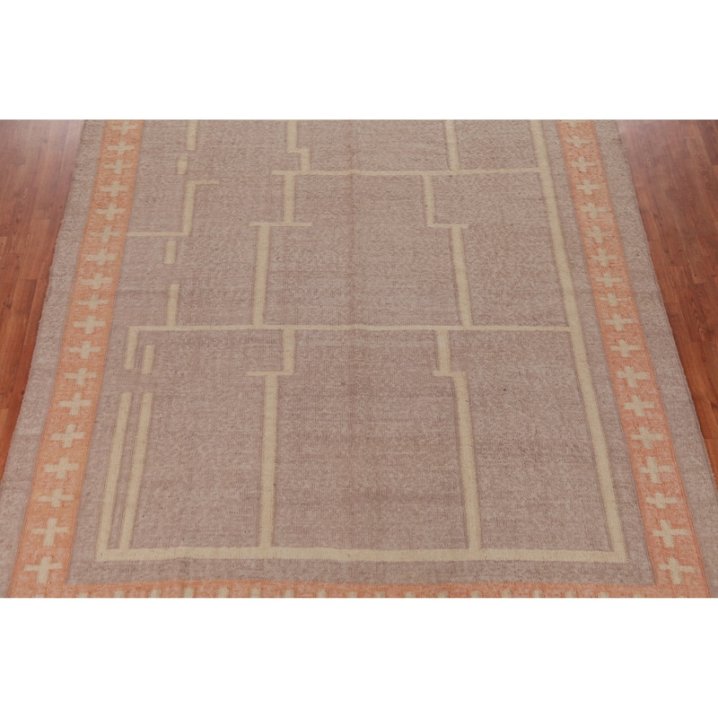 Hand Woven Oriental 100% Jute Carpet Southwestern Modern Brown Kilim Area Rug - 10' 2'' X 8' 8''