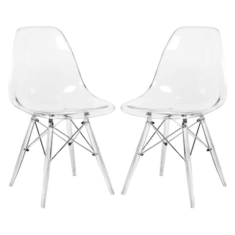 LeisureMod Dover Acrylic Transparent Dining Chair (Set of 2)