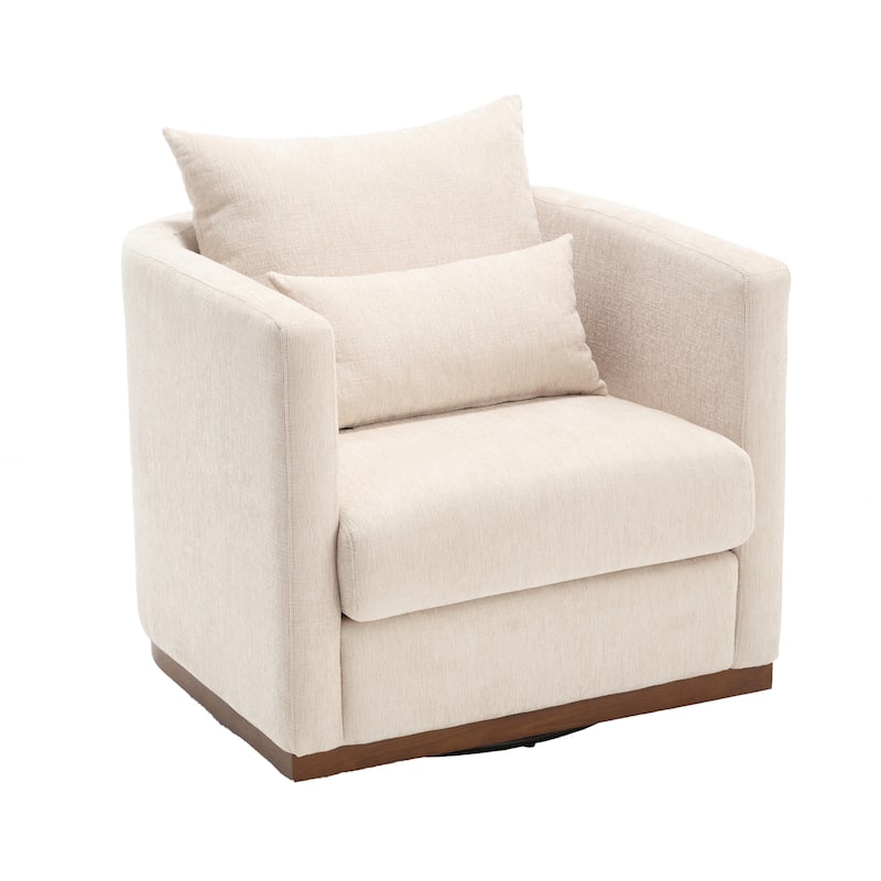 GDFStudio - Harper Chenille Swivel Barrel Chair with Sturdy Metal Base and Ergonomic Design