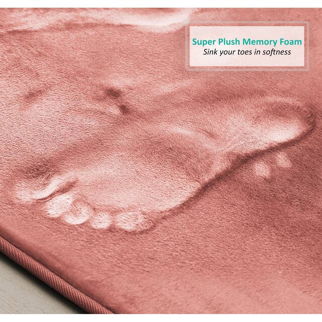 Clara Clark Ultra Soft Plush Bathroom Rug - Non-Slip, Velvet, Memory Foam Bath Mat - Set of 2