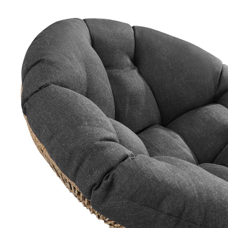 Corvus Holbaek Swivel Papasan Wicker Chair with Cushion - Black Cushion