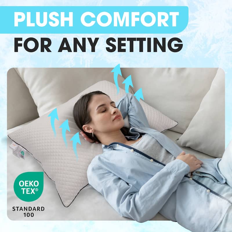 Cheer Collection Cooling Ice Pillow With Shredded Foam and Soft Washable Cover