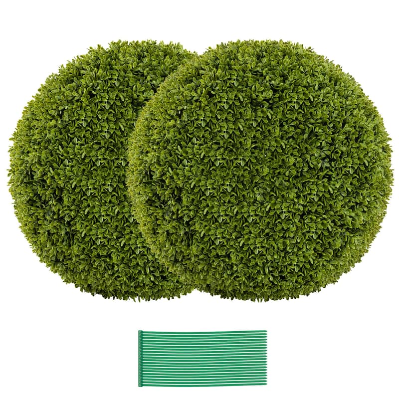 Costway 20" Faux Boxwood Balls with Sun-Protective PE Material Mimic - See Details - Green - See Details